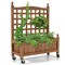 Natural Fir Wood Planter with Climbing Trellis and Wheels 25 Inch Mobile Garden Bed